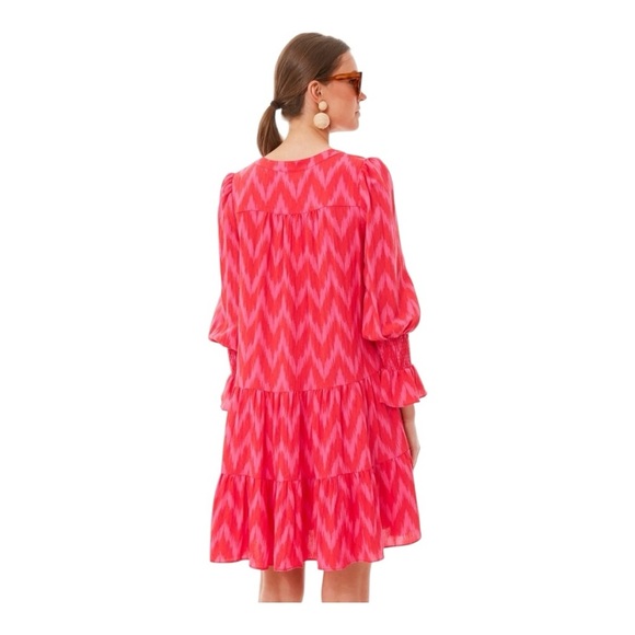 Tuckernuck Pomander Place Hot Pink Ikat Kenzo Dress Women’s Size XS Tiered - Picture 12 of 14